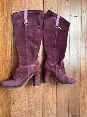Diesel Women's Tall Suede High Heel Boots Size 39 US 8 1/2 purple vntge Y2K 90s